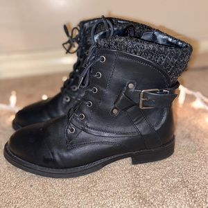 Black combat boots